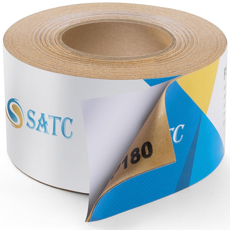 S SATC 180 Grit PSA Longboard Sandpaper 20 Yard Long Continuous Roll, 2-3/4" Wide Self Adhesive Stickyback Sanding Sheets for Automotive, Hand Sanding Blocks,Woodworking, Metal, Plastic - Image 1